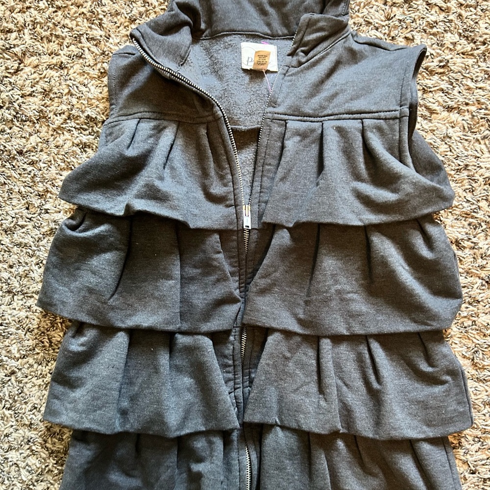 Peek Girls Charcoal Gray Ruffle Vest